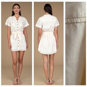 Olivia James Off White Belted Austin Mini Dress XS